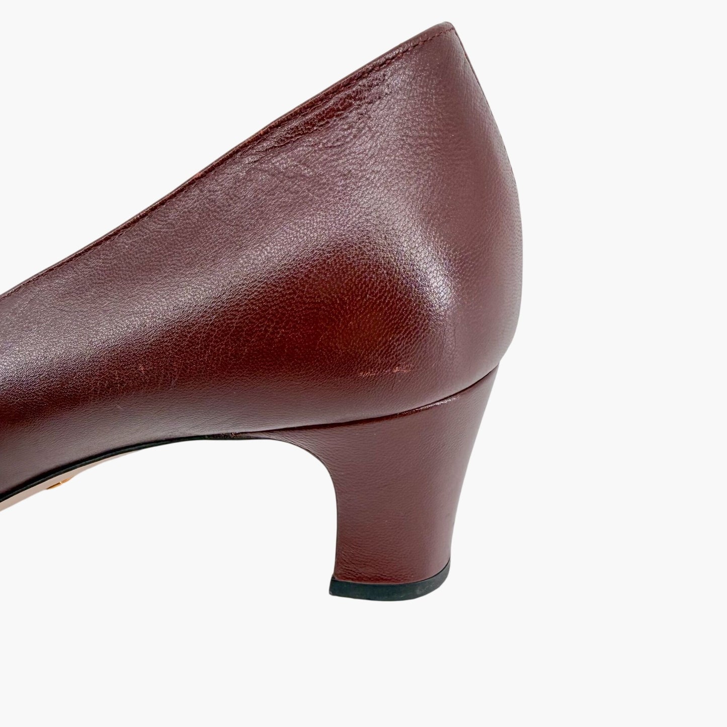 Gucci Usagi Half Moon Pumps Burgundy Leather Size 40