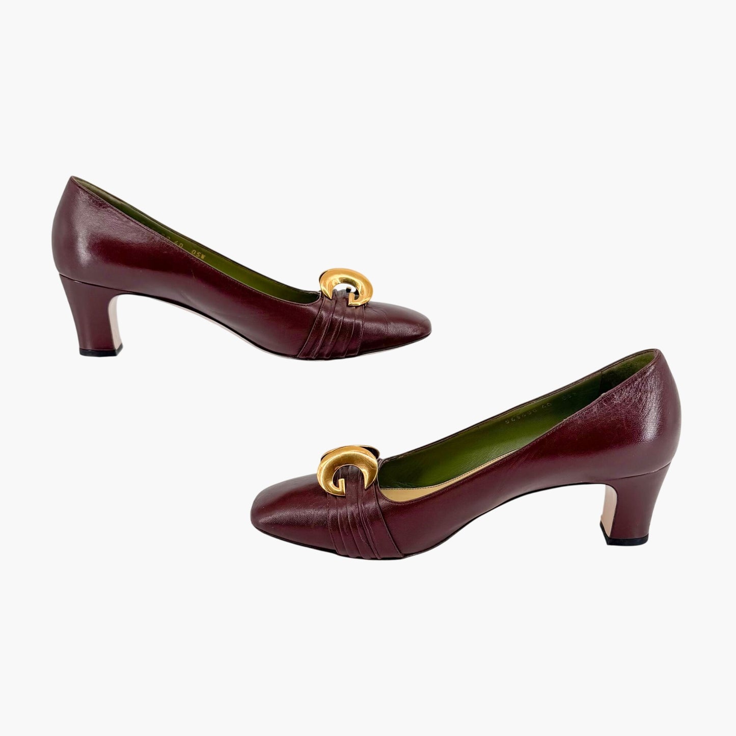 Gucci Usagi Half Moon Pumps Burgundy Leather Size 40