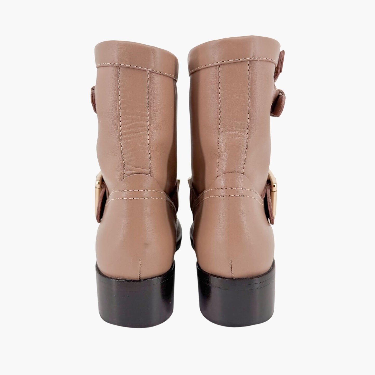 Valentino Garavani Rockstud Moto Ankle Boots Beige Size 36.5