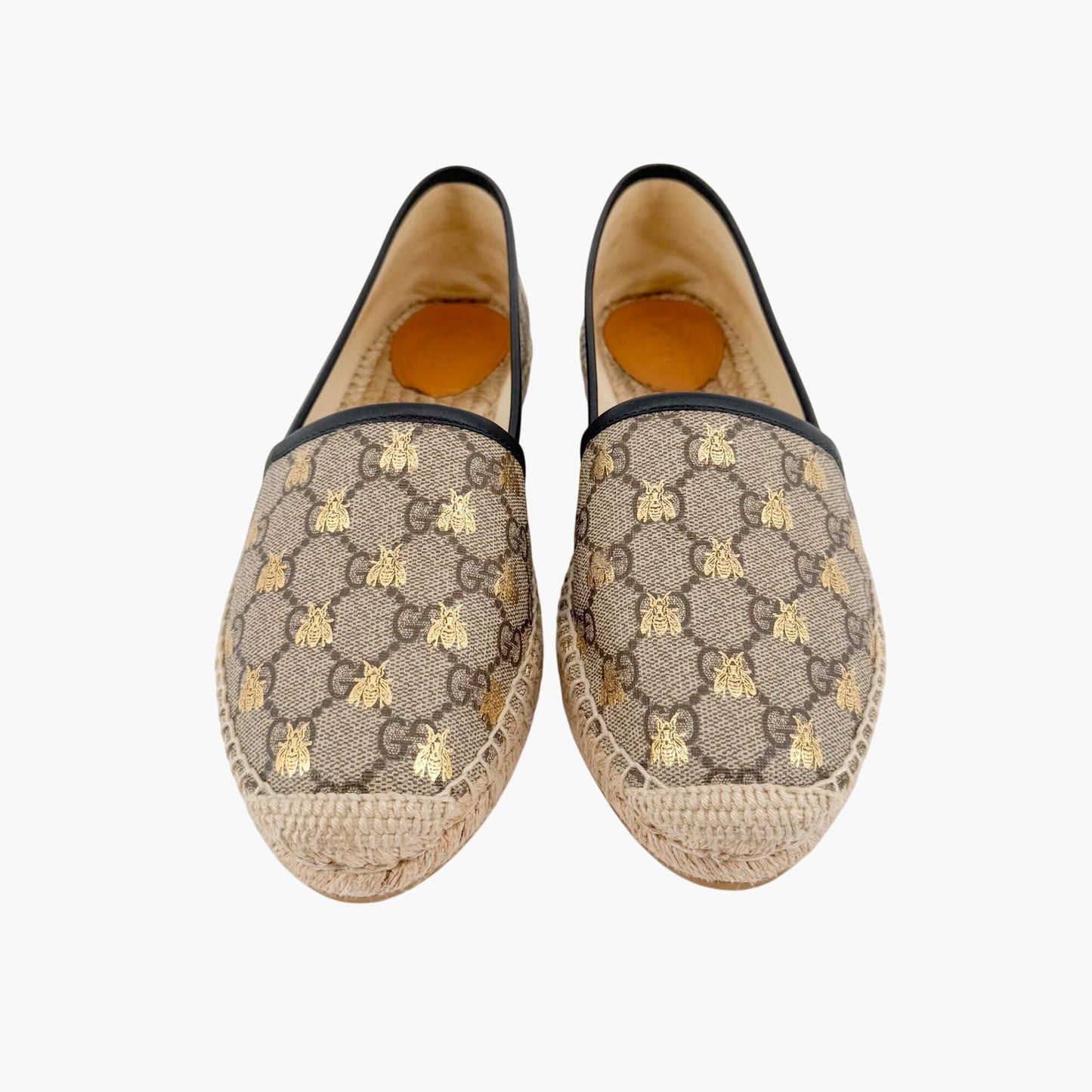 Gucci Bee Printed Espadrille Flats in Beige Monogram GG Canvas Size 40