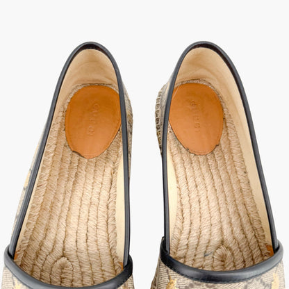 Gucci Bee Printed Espadrille Flats in Beige Monogram GG Canvas Size 40