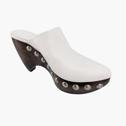 Alaïa Le Sabot Studded Clogs White Leather Size 39