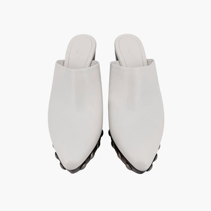 Alaïa Le Sabot Studded Clogs White Leather Size 39