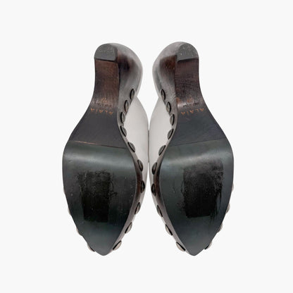 Alaïa Le Sabot Studded Clogs White Leather Size 39