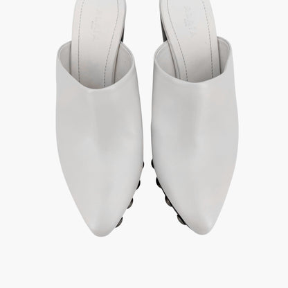Alaïa Le Sabot Studded Clogs White Leather Size 39