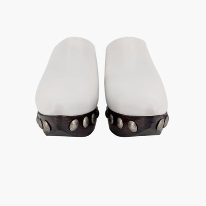 Alaïa Le Sabot Studded Clogs White Leather Size 39