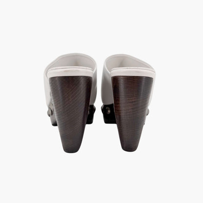 Alaïa Le Sabot Studded Clogs White Leather Size 39