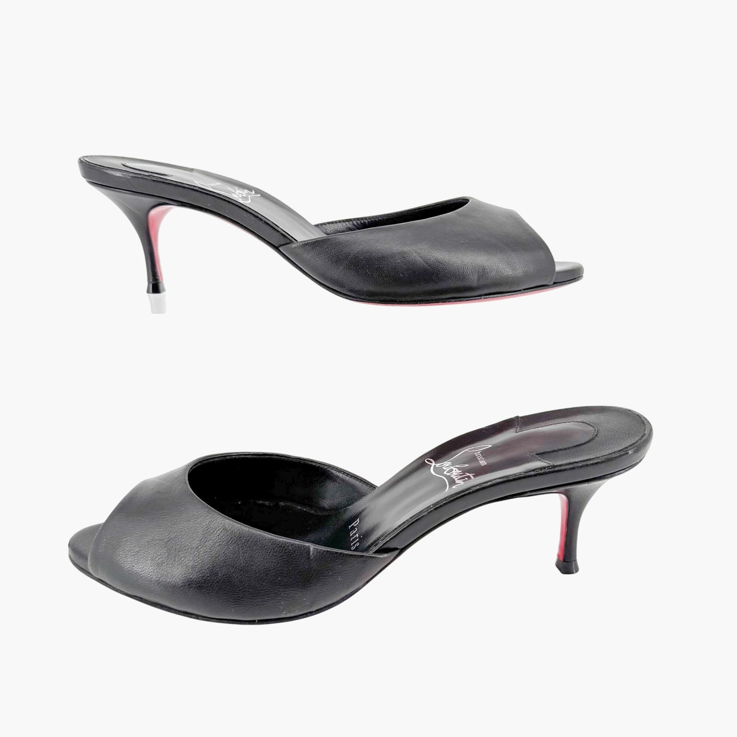 Christian Louboutin Me Dolly 55 Mules in Black Nappa Leather Size 37