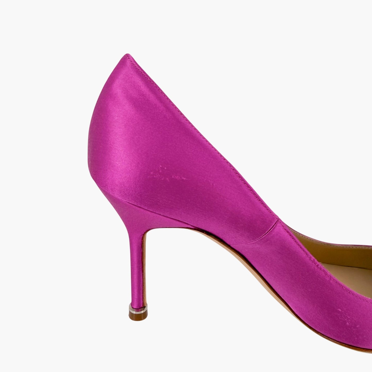 Manolo Blahnik Hangisi Pearl-Embellished Pumps in Pink Satin Size 37.5