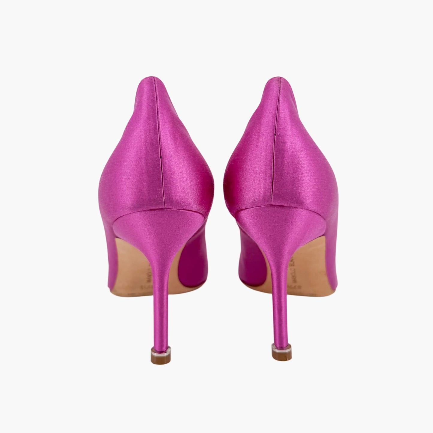 Manolo Blahnik Hangisi Pearl-Embellished Pumps in Pink Satin Size 37.5