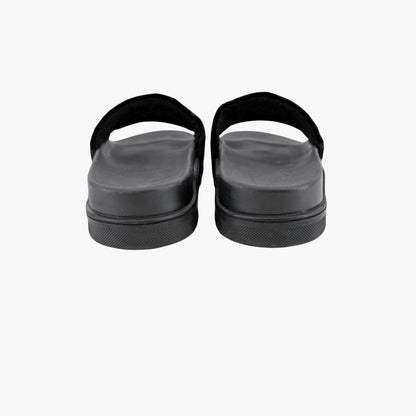 Christian Louboutin "Navy Pool" Logo Embroidered Slide Sandals in Black Velvet Size 37