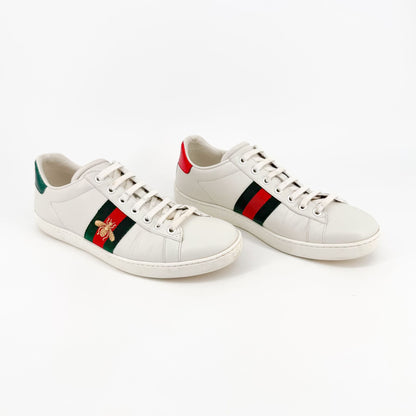 Gucci Ace Bee White Leather Sneakers – Size 38.5