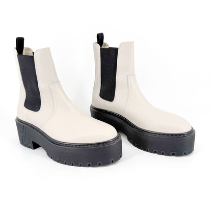 Hermès Harrow Platform Chelsea Boots White Size 37.5