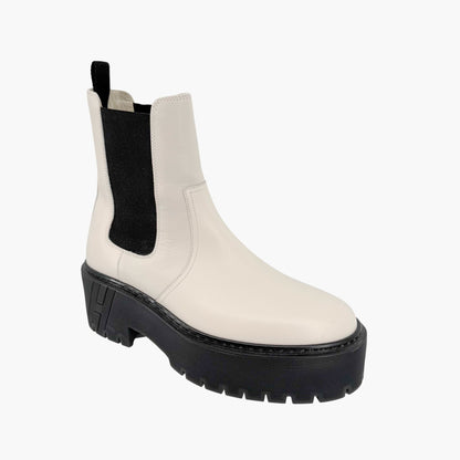 Hermès Harrow Platform Chelsea Boots White Size 37.5