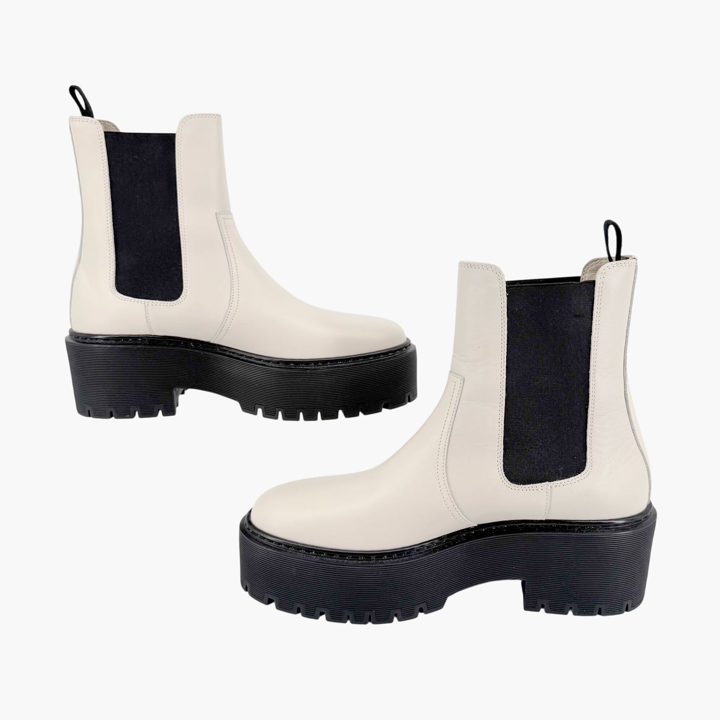 Hermès Harrow Platform Chelsea Boots White Size 37.5