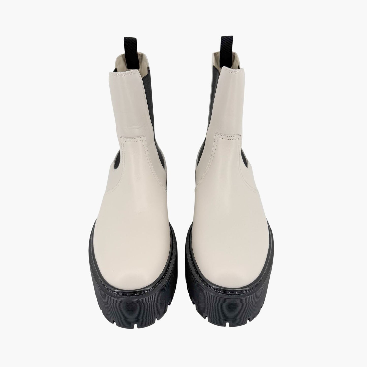 Hermès Harrow Platform Chelsea Boots White Size 37.5