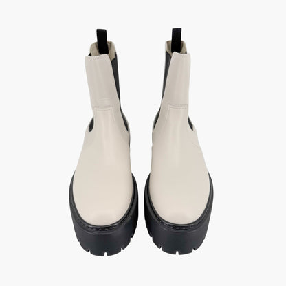 Hermès Harrow Platform Chelsea Boots White Size 37.5