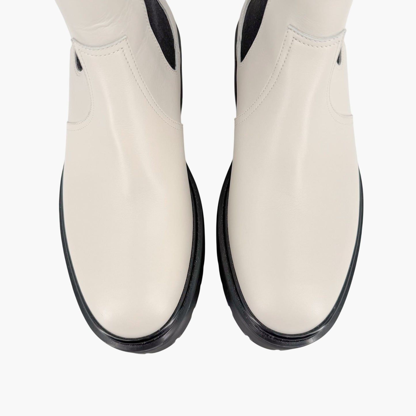 Hermès Harrow Platform Chelsea Boots White Size 37.5