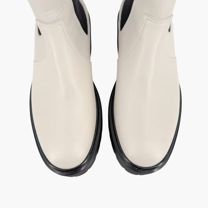 Hermès Harrow Platform Chelsea Boots White Size 37.5