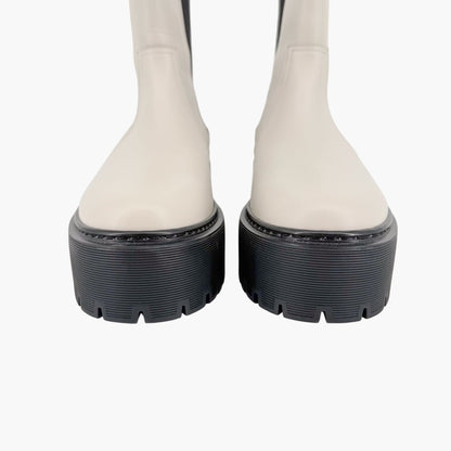 Hermès Harrow Platform Chelsea Boots White Size 37.5