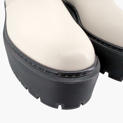 Hermès Harrow Platform Chelsea Boots White Size 37.5
