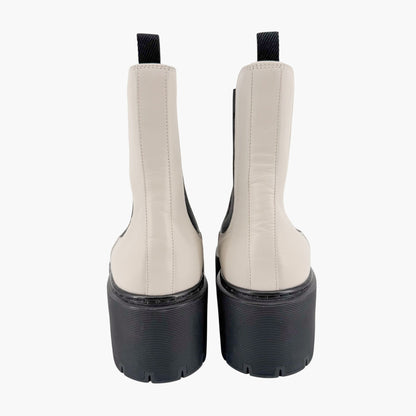 Hermès Harrow Platform Chelsea Boots White Size 37.5