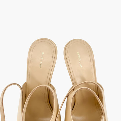 Givenchy Show Slingback Pumps in Beige Leather with Ankle Straps – Size 38