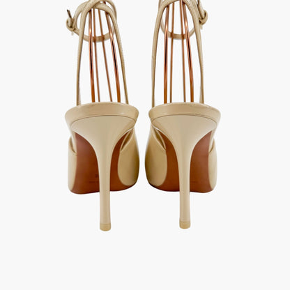 Givenchy Show Slingback Pumps in Beige Leather with Ankle Straps – Size 38