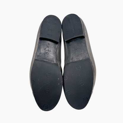 Chanel CC Cap Toe Ballerina Flats in Metallic Grey Leather – Size 38