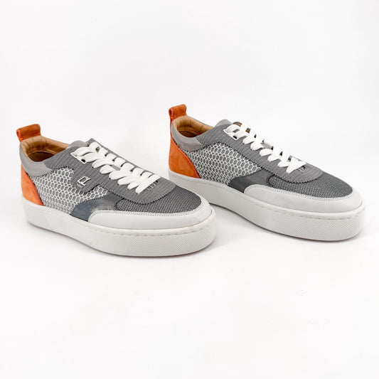 Christian Louboutin Happyrui Low Top Platform Sneakers in Metallic Silver/Grey Size 40