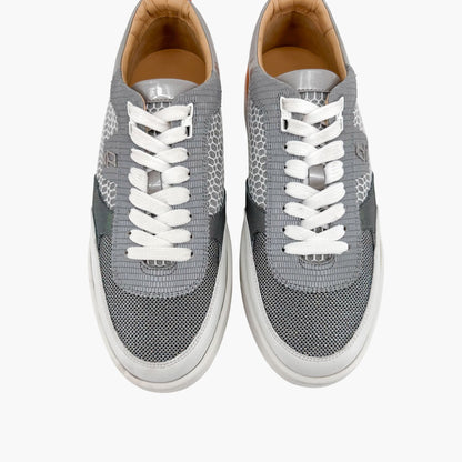 Christian Louboutin Happyrui Low Top Platform Sneakers in Metallic Silver/Grey Size 40