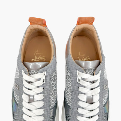 Christian Louboutin Happyrui Low Top Platform Sneakers in Metallic Silver/Grey Size 40