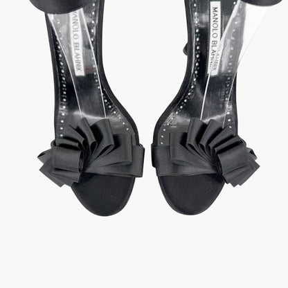 Manolo Blahnik Vinkaos Ruffle Sandals Black Size 39