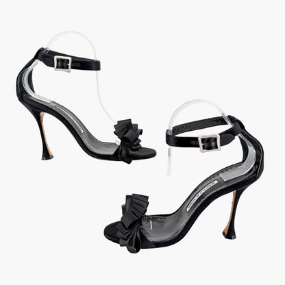 Manolo Blahnik Vinkaos Ruffle Sandals Black Size 39