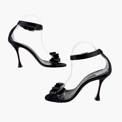Manolo Blahnik Vinkaos Ruffle Sandals Black Size 39