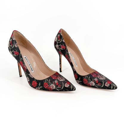Manolo Blahnik BB Floral Jacquard Pumps Black Size 38