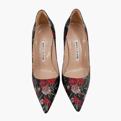Manolo Blahnik BB Floral Jacquard Pumps Black Size 38