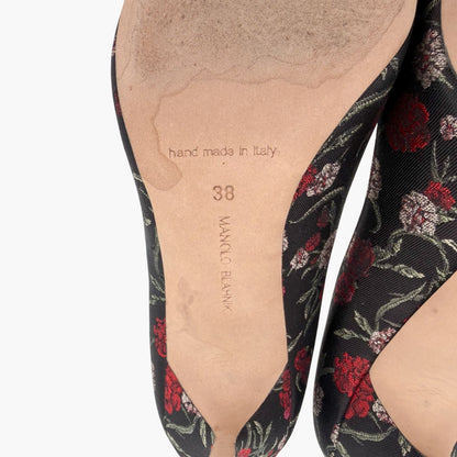 Manolo Blahnik BB Floral Jacquard Pumps Black Size 38