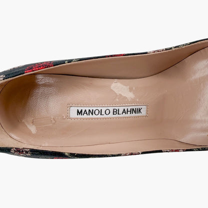 Manolo Blahnik BB Floral Jacquard Pumps Black Size 38