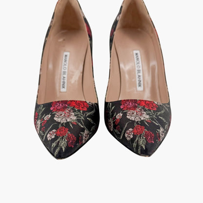 Manolo Blahnik BB Floral Jacquard Pumps Black Size 38