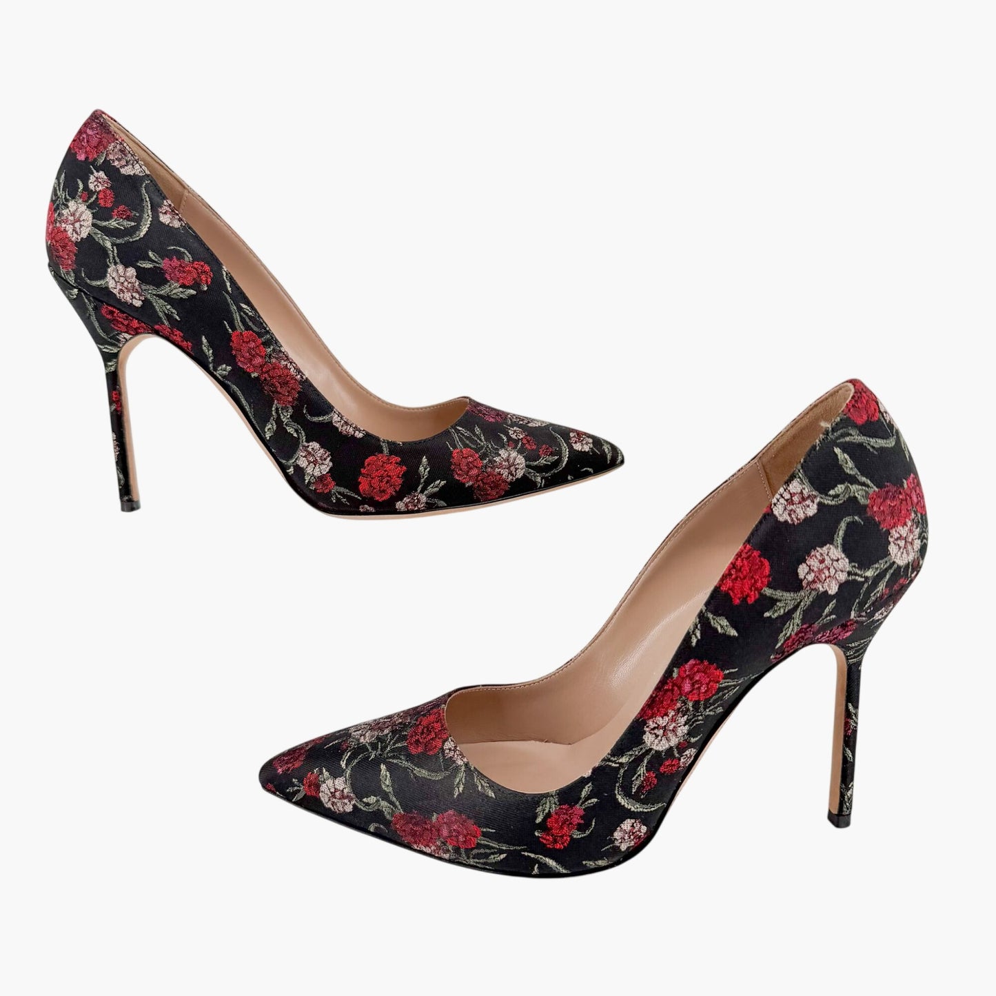 Manolo Blahnik BB Floral Jacquard Pumps Black Size 38