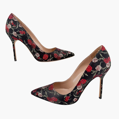 Manolo Blahnik BB Floral Jacquard Pumps Black Size 38