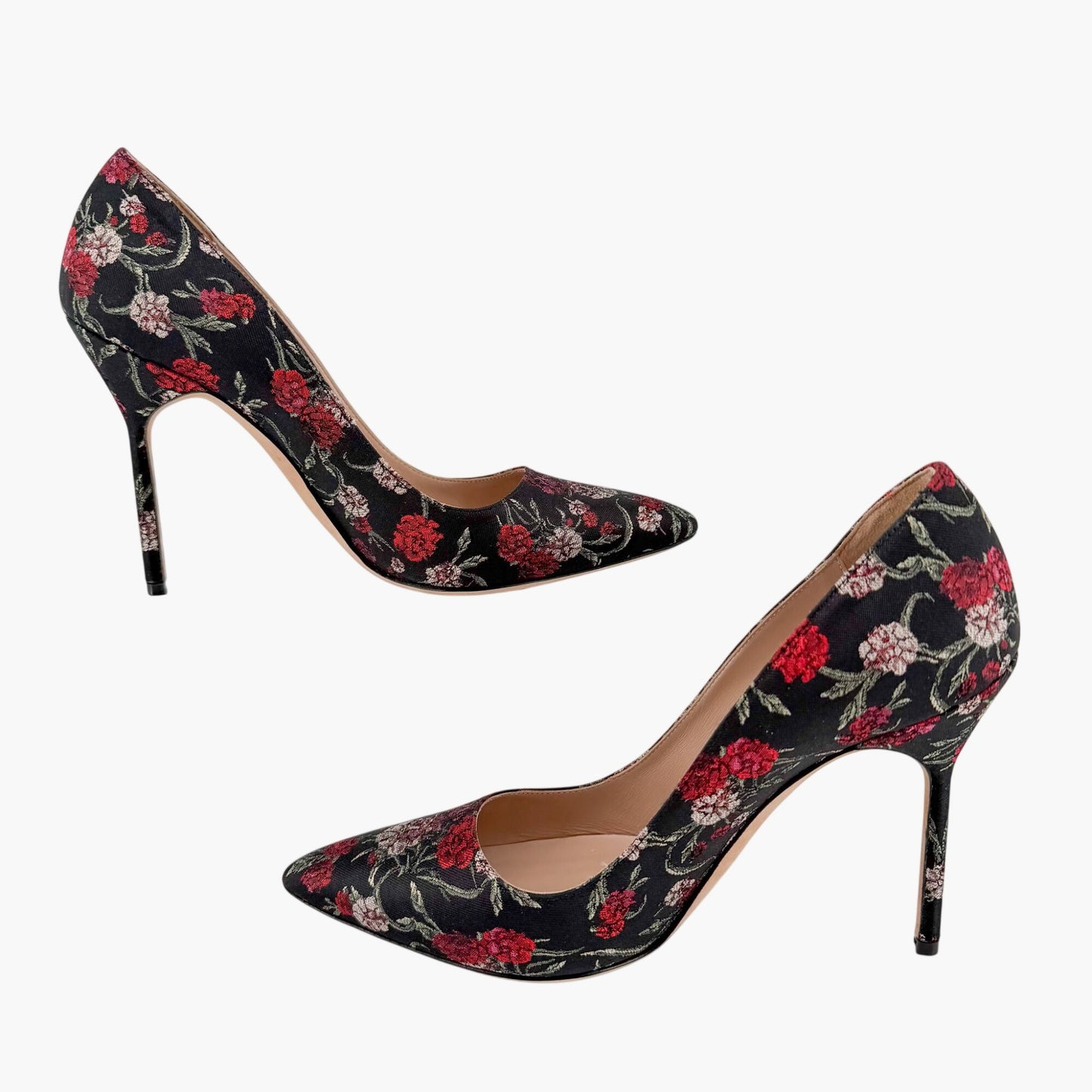 Manolo Blahnik BB Floral Jacquard Pumps Black Size 38