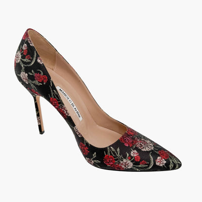 Manolo Blahnik BB Floral Jacquard Pumps Black Size 38