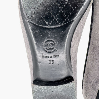 Chanel Gray Suede CC Cap Toe Ballet Flats – Size 39