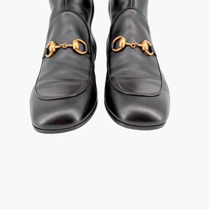 Gucci Black Leather Mister Horsebit Knee High Boots Size 37