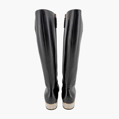 Gucci Black Leather Mister Horsebit Knee High Boots Size 37