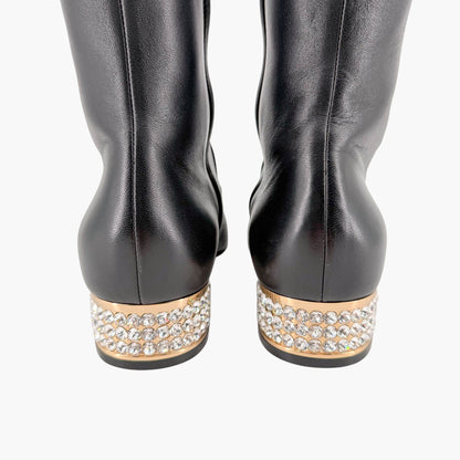 Gucci Black Leather Mister Horsebit Knee High Boots Size 37