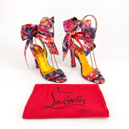 Christian Louboutin Crosse Du Desert 100 Wrap Sandals in Disco Laser Nylon Size 37