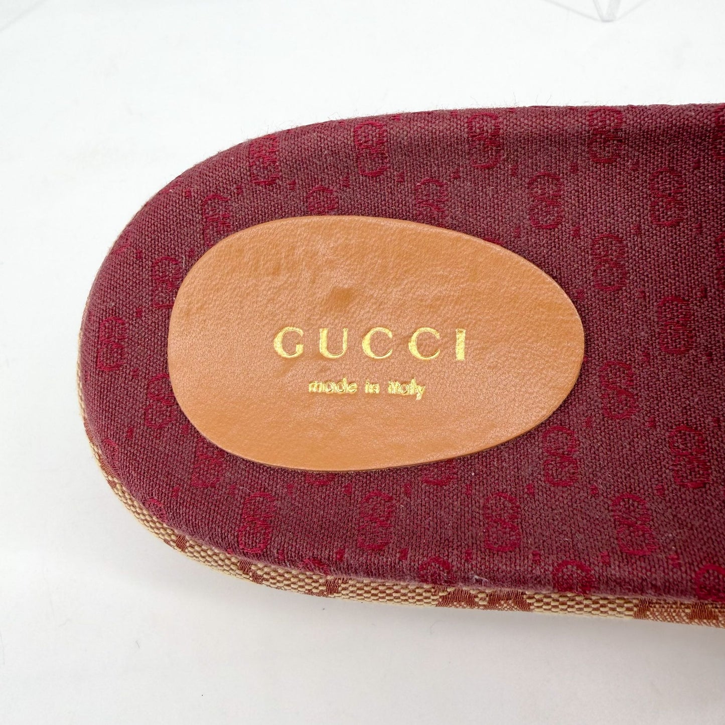 Gucci Angelina Platform Slide Sandals Beige GG Canvas Size 38